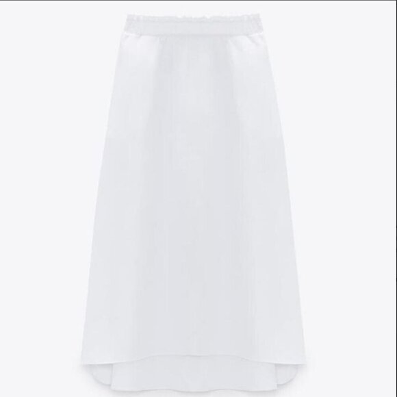 Zara white Poplin high waisted Midi Skirt Size L NEW WITH TAG! - Picture 9 of 11